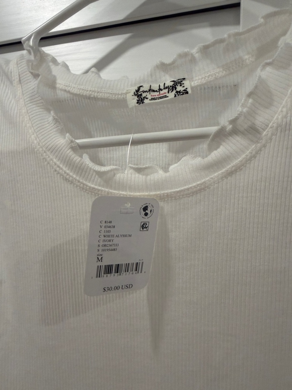 Free People White Ribbed Ruffle Tank - Picture 2 of 3